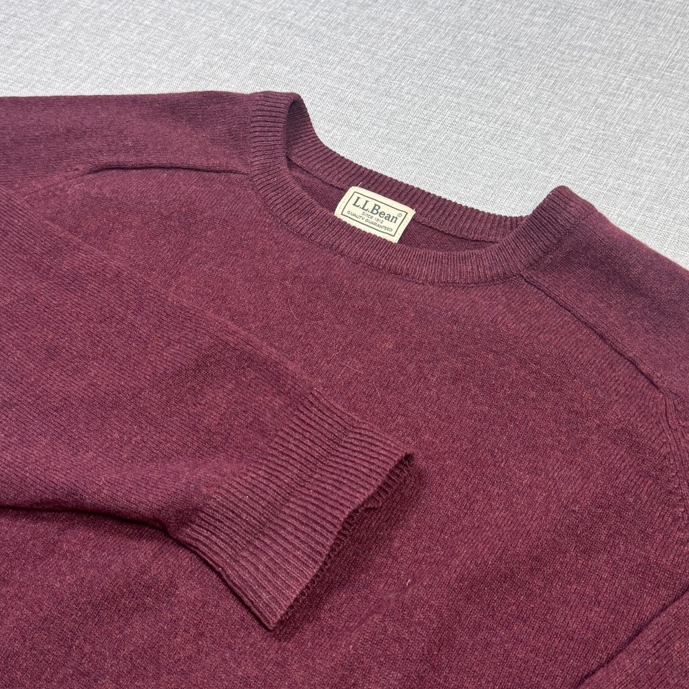 L.L. Bean Lambswool Sweater Pullover Mens XL Maroon Crew Neck Tight-Knit - Picture 1 of 7